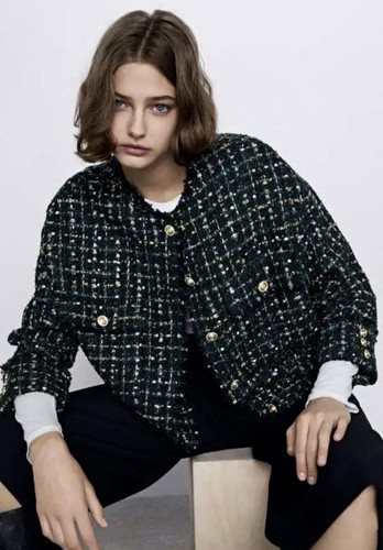 Zara tweed jacke - jacke, grün