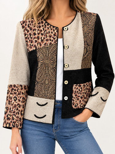 Elegante patchwork damenjacke - patchwork,