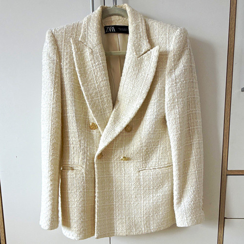 Zara damen tweed blazer creme - zara,